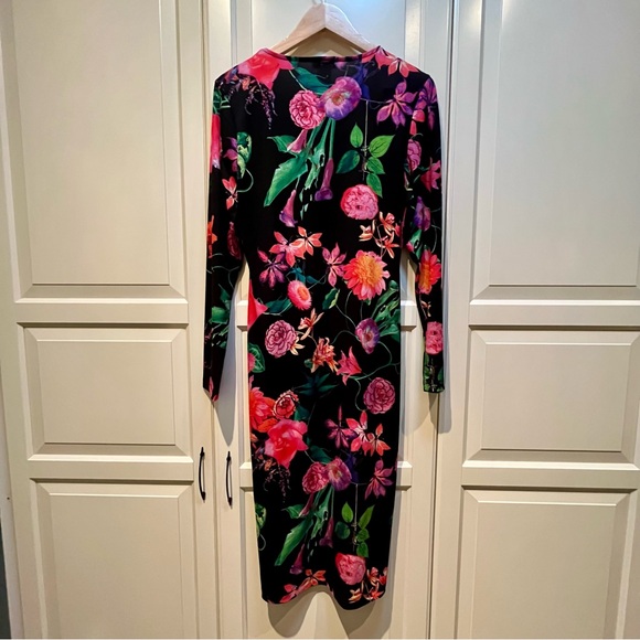 Venus sz M Midi Floral Long Sleeve Dress - Picture 9 of 11
